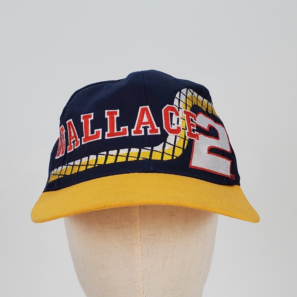 Vintage Rusty‎ Wallace NASCAR Snapback Hat Navy Yellow Competitors View No 2 Cap